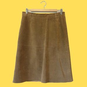 Tan Leather A-Line Skirt